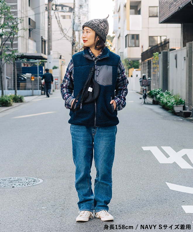 THE PARK SHOP ザパークショップ TREK BOY VEST ボア ベスト アウター メンズ レディース ウェストポーチ付き 防寒 保温 カジュアル アウトドア キャンプ 秋 冬