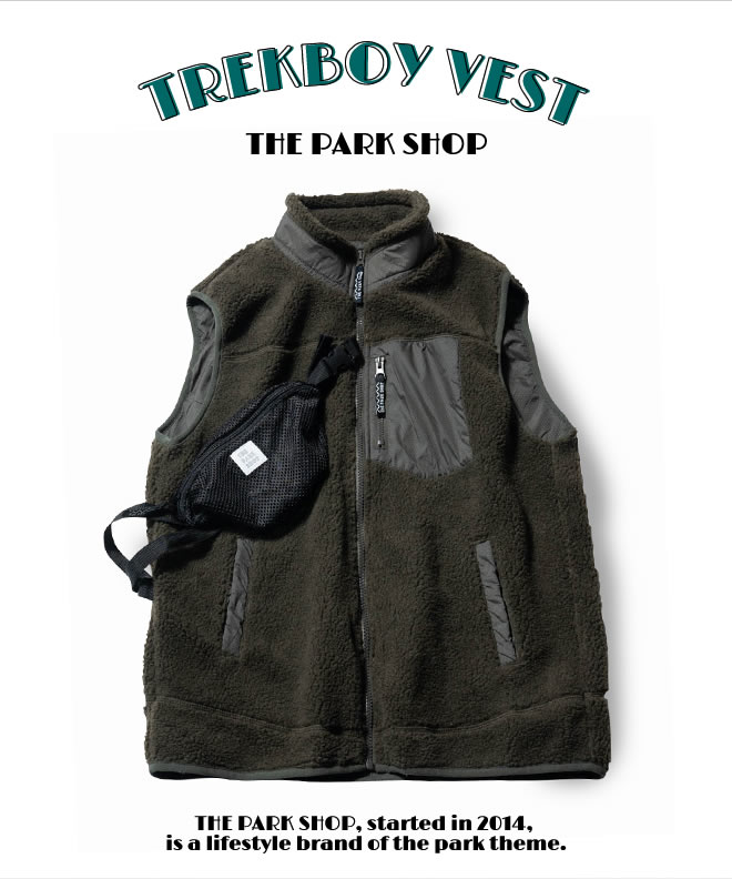 THE PARK SHOP ザパークショップ TREK BOY VEST ボア ベスト アウター メンズ レディース ウェストポーチ付き 防寒 保温 カジュアル アウトドア キャンプ 秋 冬