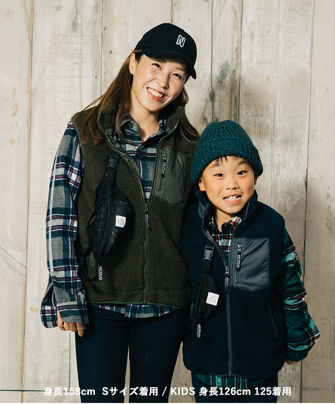 THE PARK SHOP ザパークショップ TREK BOY VEST ボア ベスト アウター メンズ レディース ウェストポーチ付き 防寒 保温 カジュアル アウトドア キャンプ 秋 冬