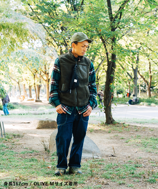 THE PARK SHOP ザパークショップ TREK BOY VEST ボア ベスト アウター メンズ レディース ウェストポーチ付き 防寒 保温 カジュアル アウトドア キャンプ 秋 冬