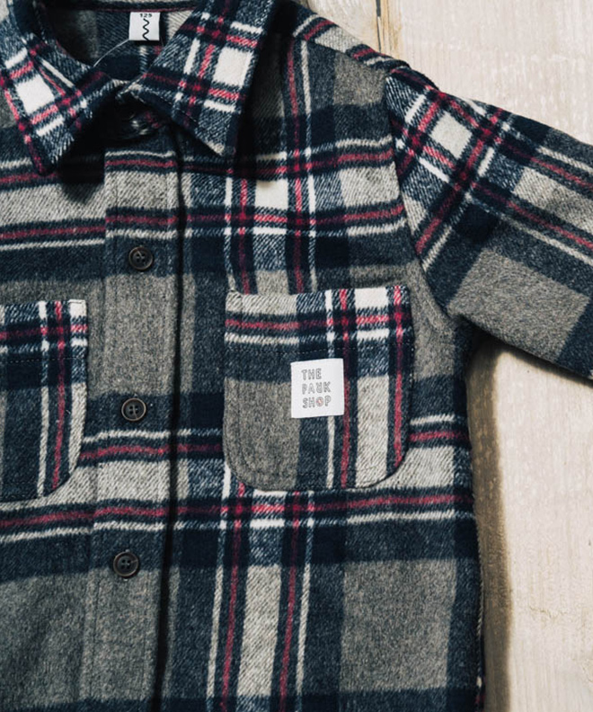 THE PARK SHOP ザパークショップ HOLIDAYS NEL SHIRT ネルシャツ チェックシャツ 長袖 メンズ レディース リンクコーデ 親子コーデ お揃い 防寒 保温 カジュアル アウトドア 秋 冬