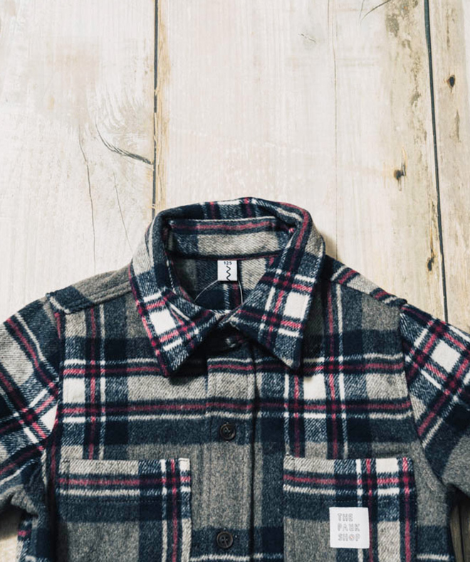 THE PARK SHOP ザパークショップ HOLIDAYS NEL SHIRT ネルシャツ チェックシャツ 長袖 メンズ レディース リンクコーデ 親子コーデ お揃い 防寒 保温 カジュアル アウトドア 秋 冬