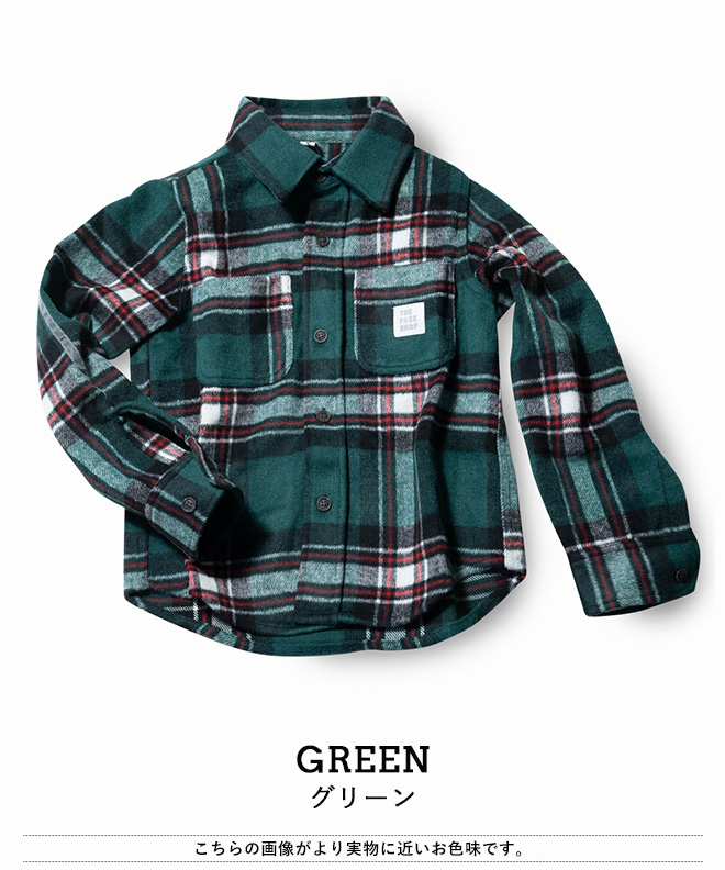 THE PARK SHOP ザパークショップ HOLIDAYS NEL SHIRT ネルシャツ チェックシャツ 長袖 メンズ レディース リンクコーデ 親子コーデ お揃い 防寒 保温 カジュアル アウトドア 秋 冬