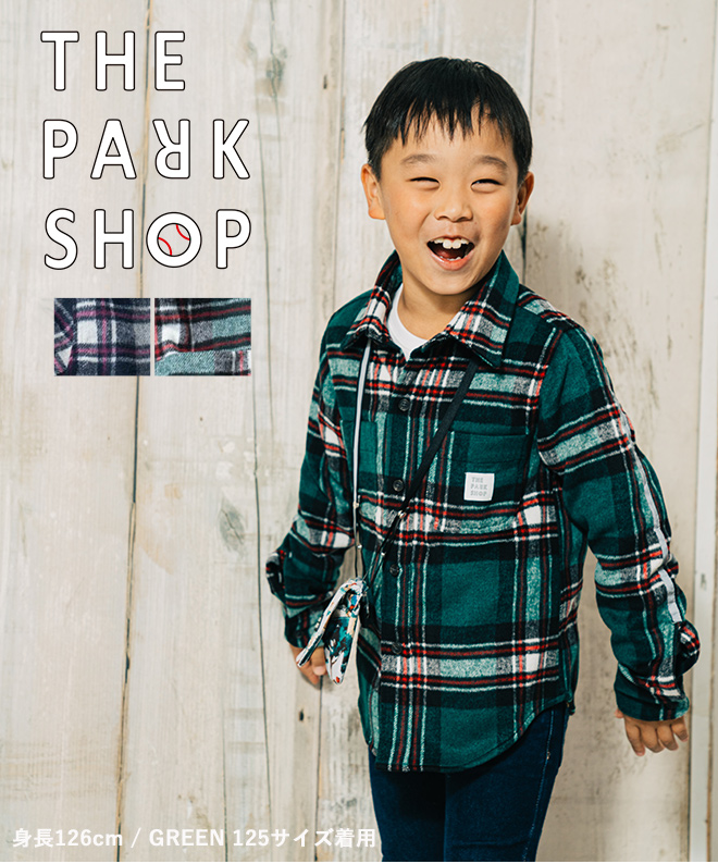 THE PARK SHOP ザパークショップ HOLIDAYS NEL SHIRT ネルシャツ チェックシャツ 長袖 メンズ レディース リンクコーデ 親子コーデ お揃い 防寒 保温 カジュアル アウトドア 秋 冬