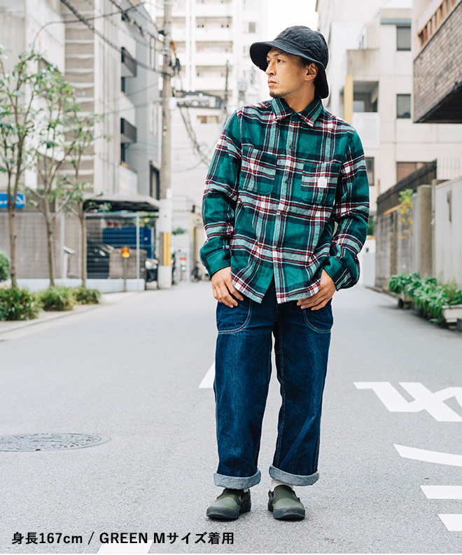 THE PARK SHOP ザパークショップ HOLIDAYS NEL SHIRT ネルシャツ チェックシャツ 長袖 メンズ レディース リンクコーデ 親子コーデ お揃い 防寒 保温 カジュアル アウトドア 秋 冬