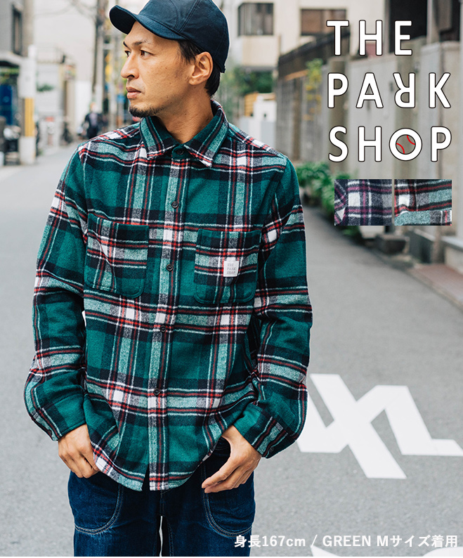 THE PARK SHOP ザパークショップ HOLIDAYS NEL SHIRT ネルシャツ チェックシャツ 長袖 メンズ レディース リンクコーデ 親子コーデ お揃い 防寒 保温 カジュアル アウトドア 秋 冬
