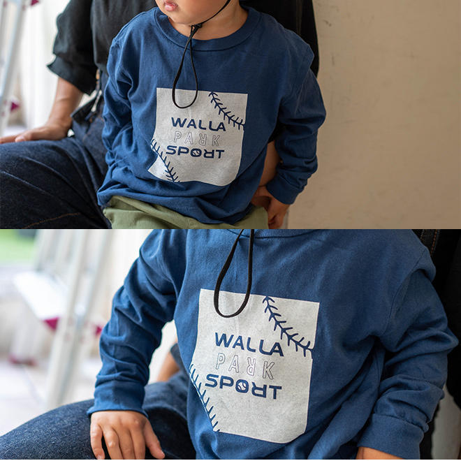 THE PARK SHOP × WALLA WALLA SPORT ザパークショップ ワラワラスポーツ SPORTSBOY ロングスリーブTシャツ 長袖 子供用 キッズ トップス コラボT ロゴ プリント カジュアル