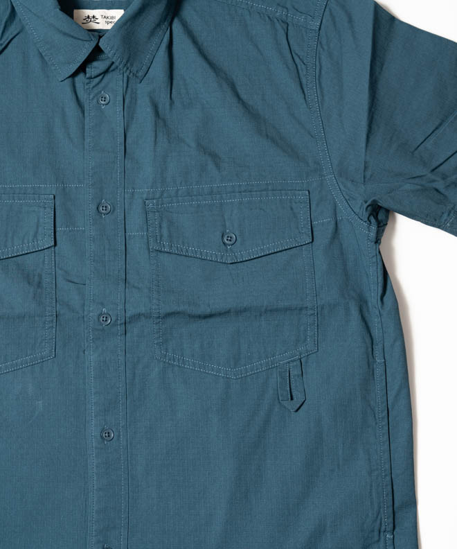 snow peak スノーピーク TAKIBI Light Ripstop Shirt シャツ 半袖 メンズ レディース 春 夏 かっこいい かわいい ナチュラル ブルー ネイビー ブラック