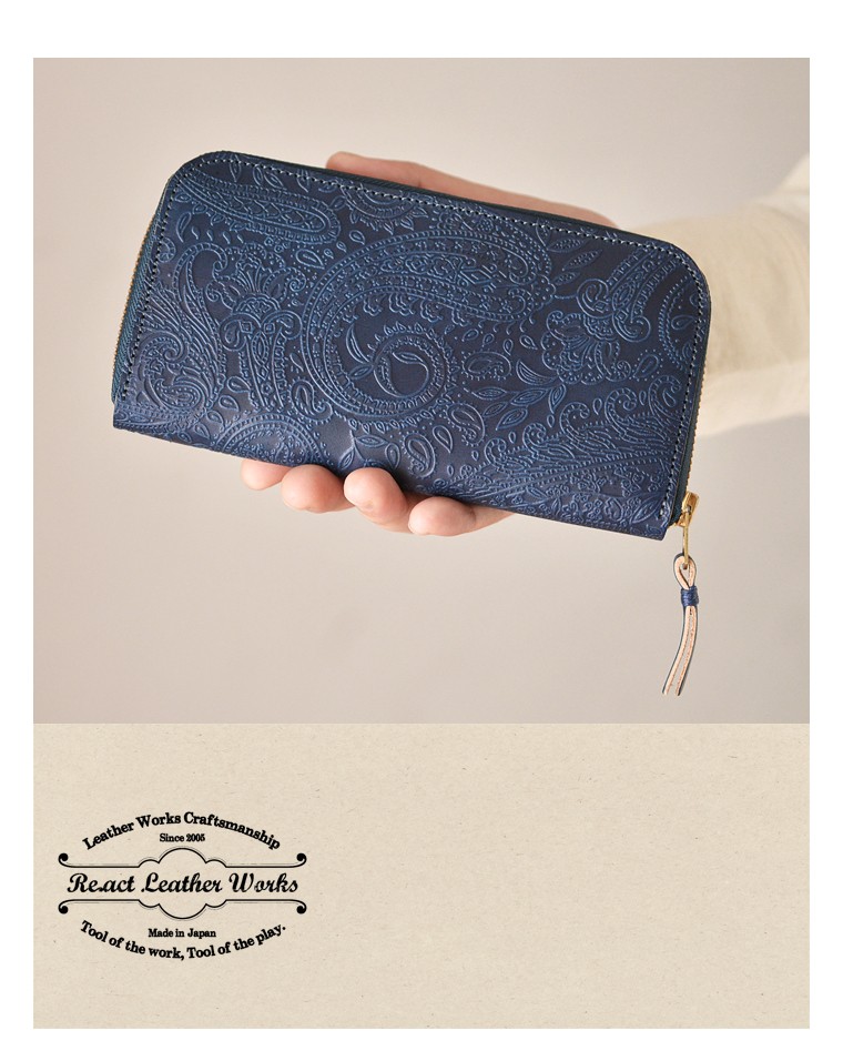 RE.ACT（リアクト） インディゴ ペイズリー ラウンドファスナー ロング