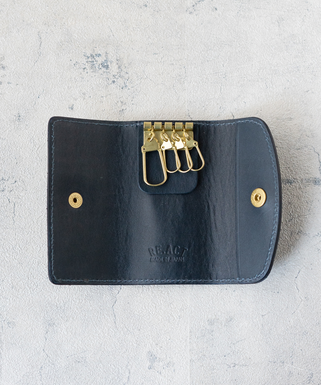 REACT リアクト INDIGO KEY CASE SOLID INDIGO キーケース 牛革 レザーキーケース 日本製 鍵入れ 