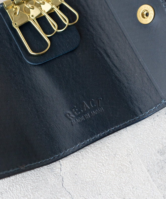 REACT リアクト INDIGO KEY CASE SOLID INDIGO キーケース 牛革 レザーキーケース 日本製 鍵入れ 