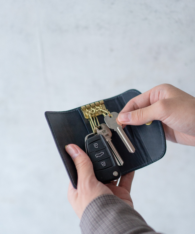 REACT リアクト INDIGO KEY CASE SOLID INDIGO キーケース 牛革 レザーキーケース 日本製 鍵入れ 