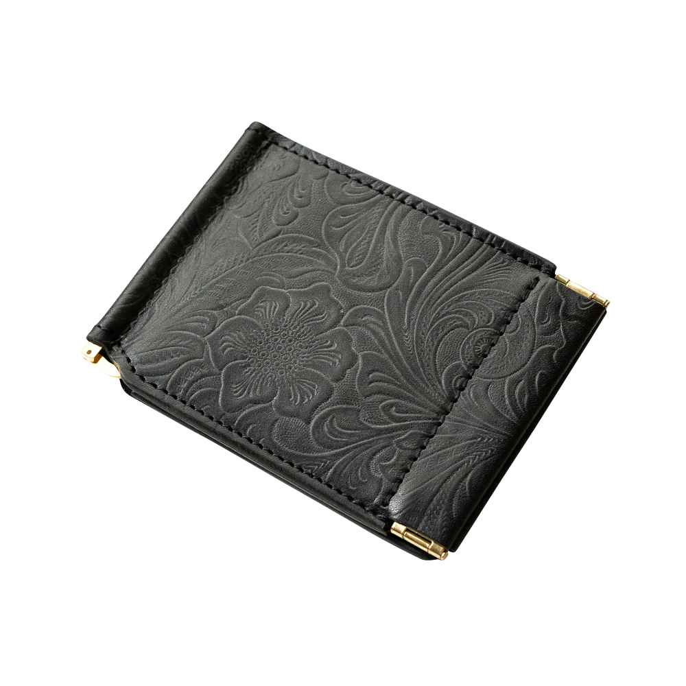 Re-ACT リアクト Flower Embossing Leather Money Clip Wa...