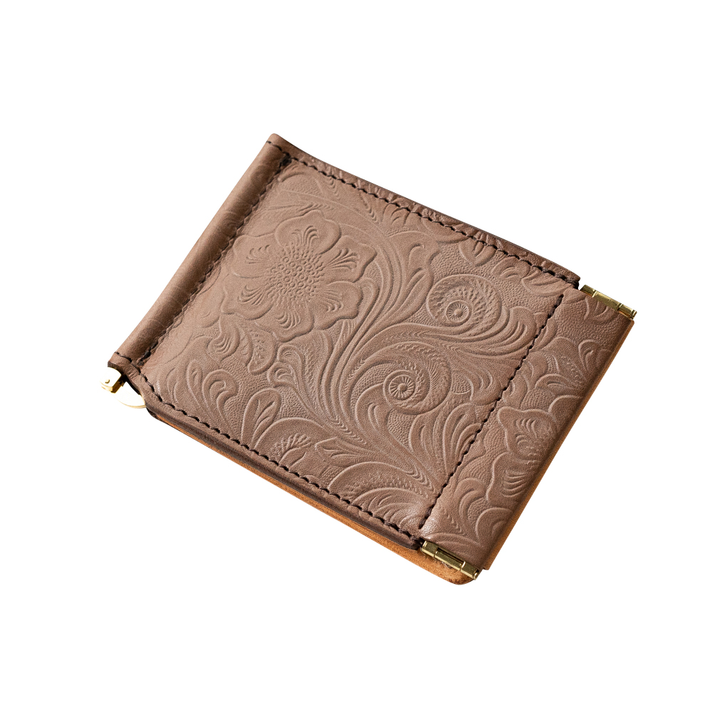 Re-ACT リアクト Flower Embossing Leather Money Clip Wa...