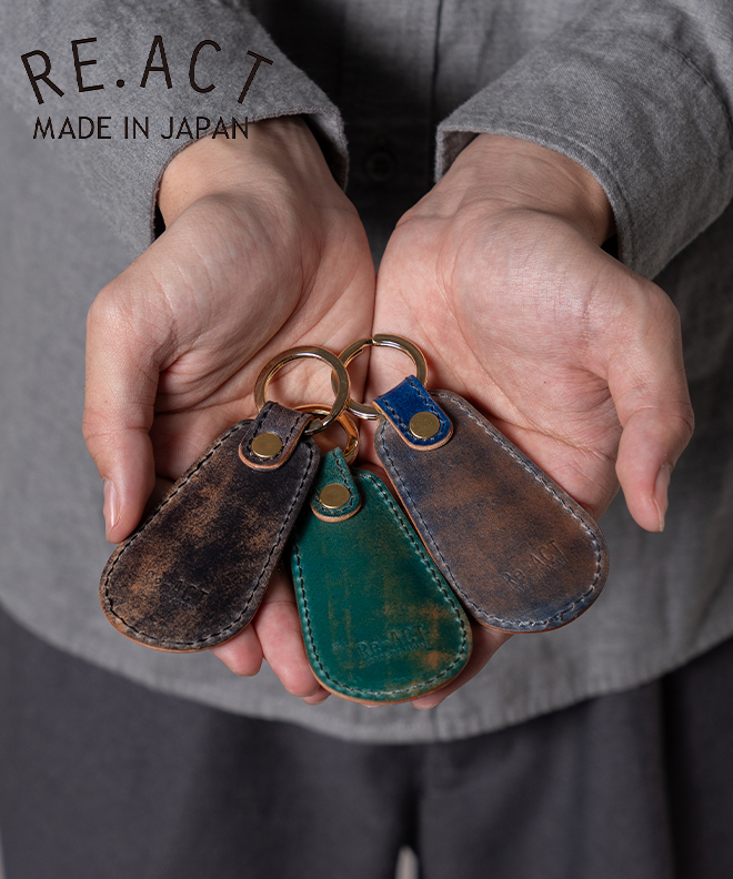 REACT リアクト CORDVAN SHOEHORN KEY HOLDER コードバン シューホーン キーホルダー 靴ベラ ブラック 黒 ブルー 青 ターコイズ ブランド 人気 プレゼント 贈り物 REACT リアクト CORDVAN SHOEHORN KEY HOLDER コードバン シューホーン