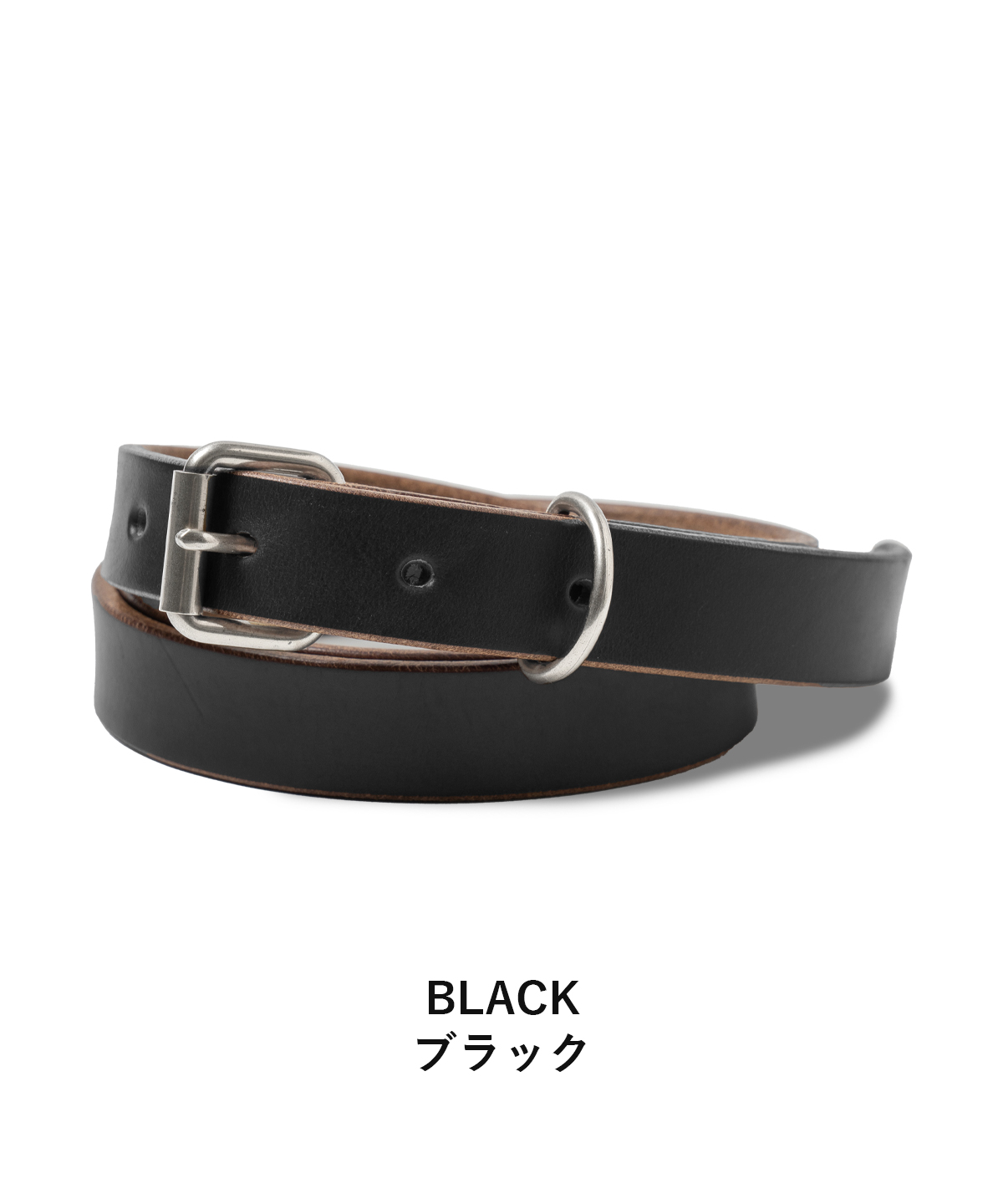 未使用】Deci クロムエクセル ナローベルト レザーベルト M ブラック