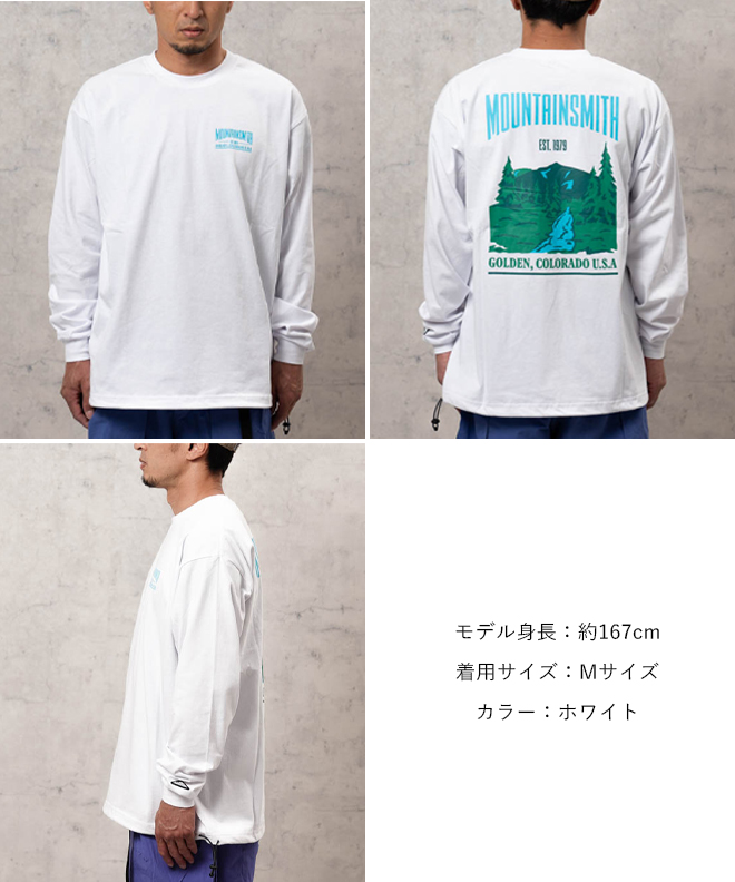 MOUNTAIN SMITH マウンテンスミス GRAPHIC L/S TEE UネックTシャツ 長袖 綿 コットン ロングTシャツ カットソー