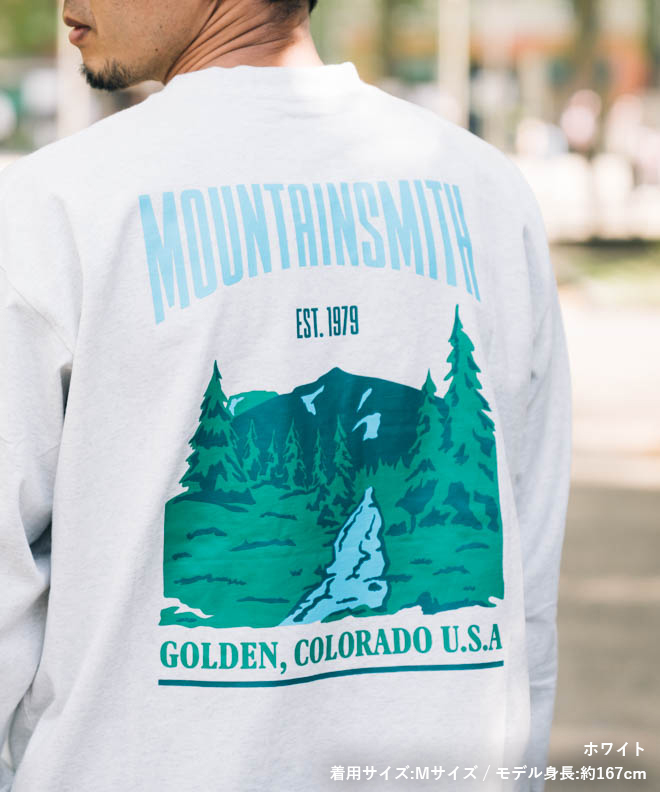 MOUNTAIN SMITH マウンテンスミス GRAPHIC L/S TEE UネックTシャツ 長袖 綿 コットン ロングTシャツ カットソー