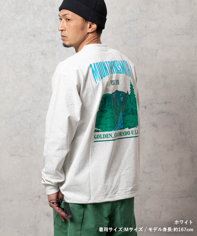 MOUNTAIN SMITH マウンテンスミス GRAPHIC L/S TEE UネックTシャツ 長袖 綿 コットン ロングTシャツ カットソー