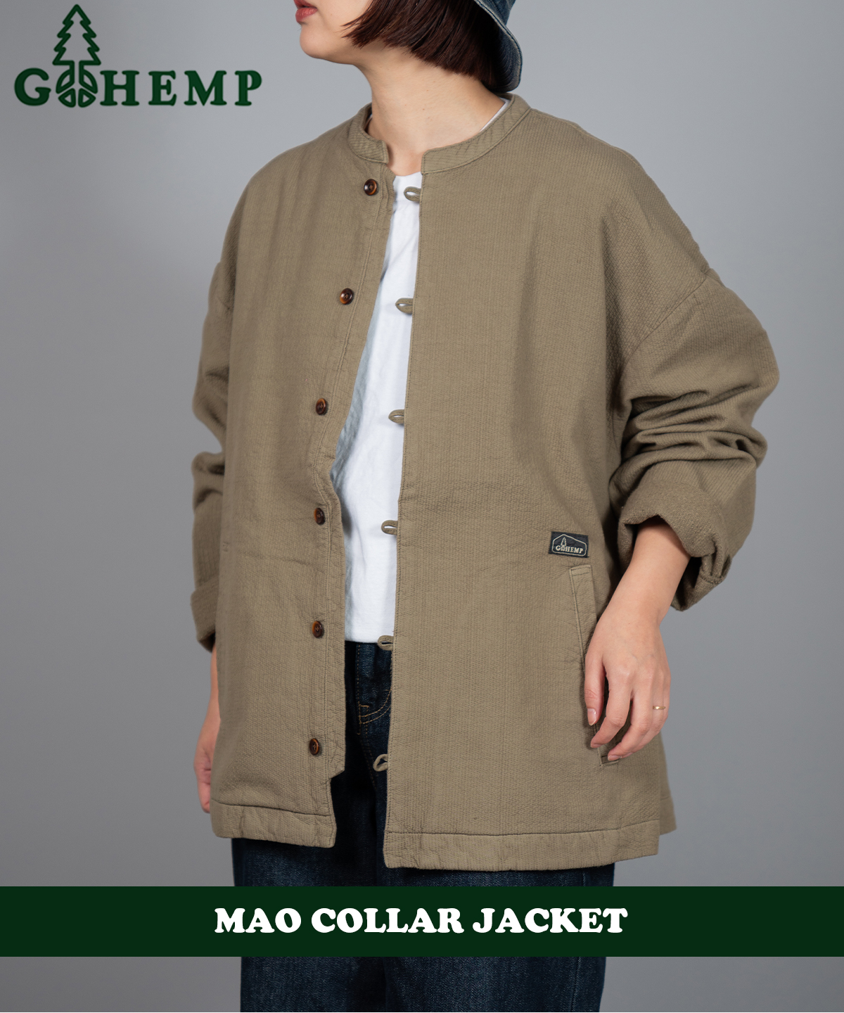 GOHEMP ゴーヘンプ MAO COLLAR JACKET ジャケット ヘンプコットン マオカラー メンズ レディース 吸水速乾 春秋 羽織り ナチュラル ドライタッチ おしゃれ ゆったり カジュアル GOHEMP（ゴーヘンプ） MAO COLLAR JACKET ジャケット ヘンプコットン