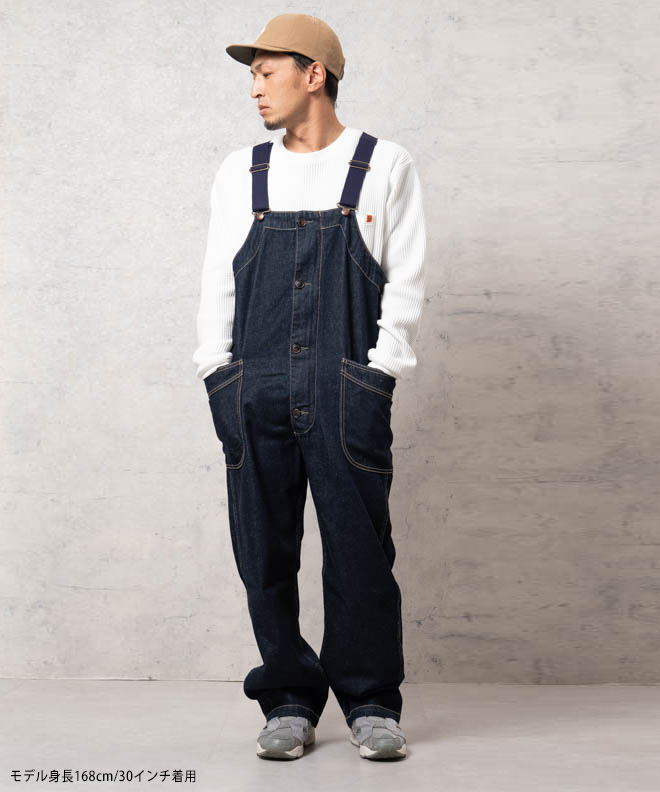 GOHEMP ゴーヘンプ TUBE VENDOR ALL PANTS ONEWASH ヘンプコットン デニム オーバーオール サロペット  オーバーサイズ デニム カジュアル メンズ レディース