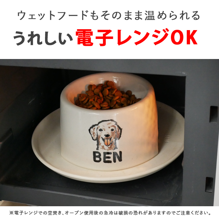 送料無料 似顔絵と名前が入る 高さを出したフードボウル pet105 高さが