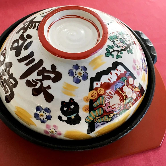 【名入れ無料】土鍋 7号8号9号10号Japanesedesign　着物柄　和柄 名入れ無料】土鍋 7号8号9号10号Japanesedesign 着物柄 和柄