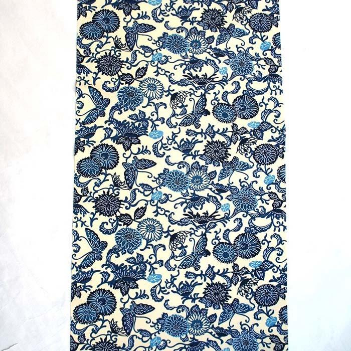紅型？風　反物　羽尺　お値下げしました。 着物生地切売（反物売り） 紅型生成り青 : 波の音～琉球～Yahoo
