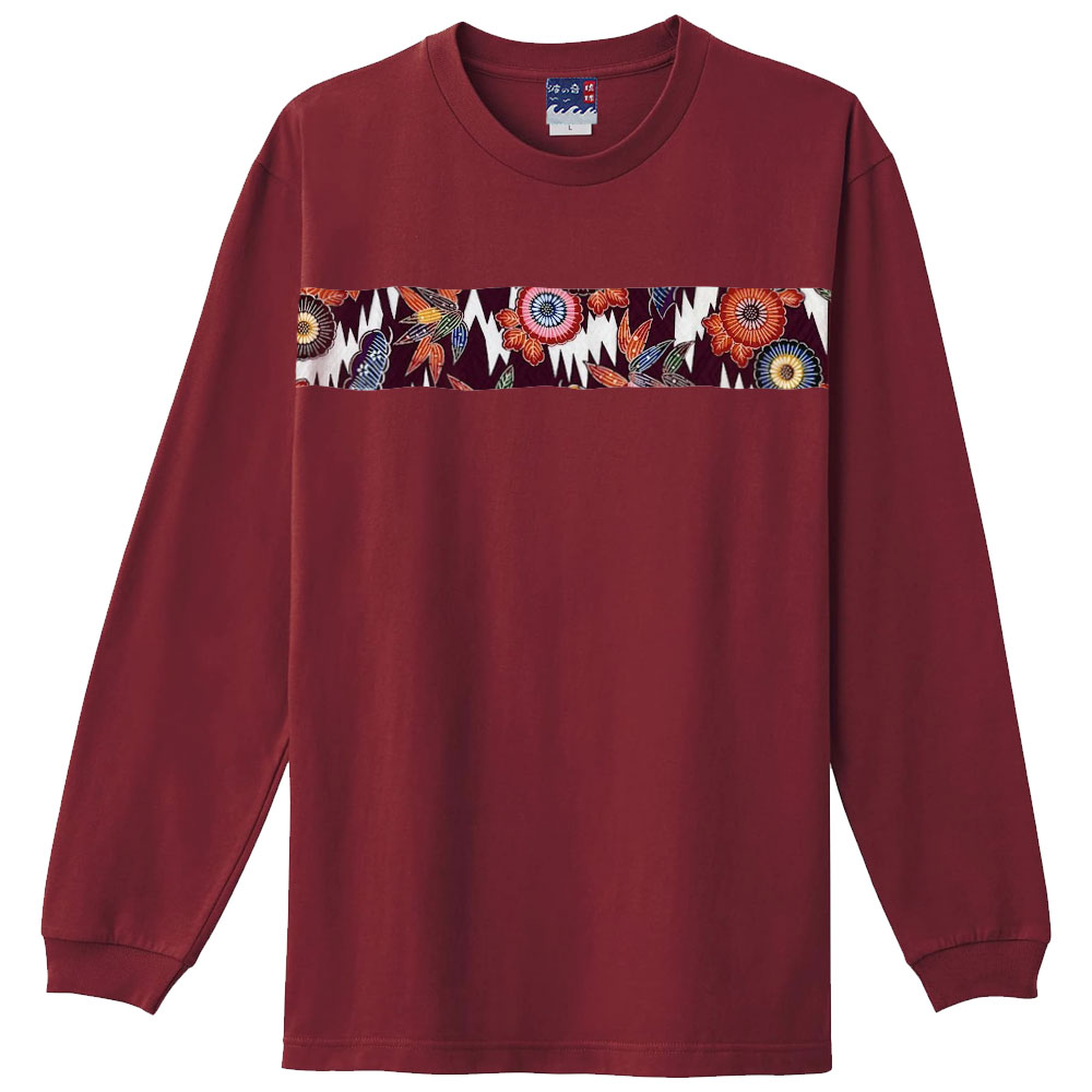 定番商品】波の音〜琉球〜 切替え 切り替え 長袖 Tシャツ クルー