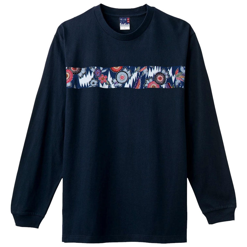 定番商品】波の音〜琉球〜 切替え 切り替え 長袖 Tシャツ クルー