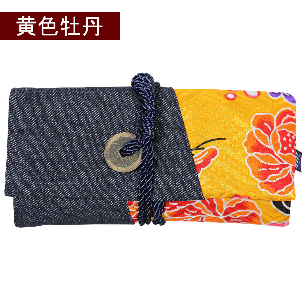 namino-oto ファスナー付き 琉球道中財布 寛永通貨 古銭付 紐紺