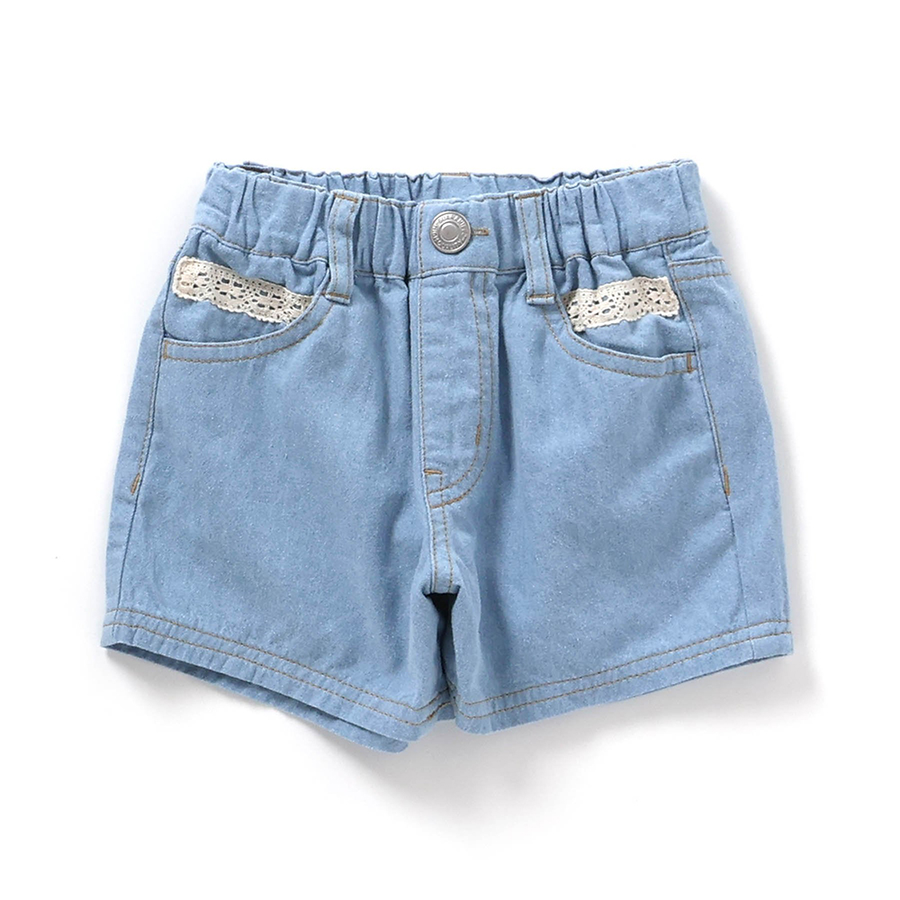 SAPEur デニムパンツ キッズS サプール Seraph（セラフ） ショートパンツ キッズ 女の子 膝上 デニム レース