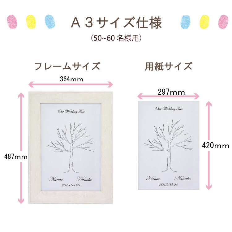 ウェディングツリー 結婚証明書 A3サイズ 50〜60名目安 5点セット