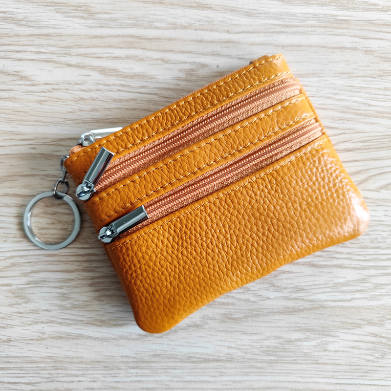 コインケース　本革　ミニ財布 カードケース 新品 大容量　a9 オレンジ　橙色