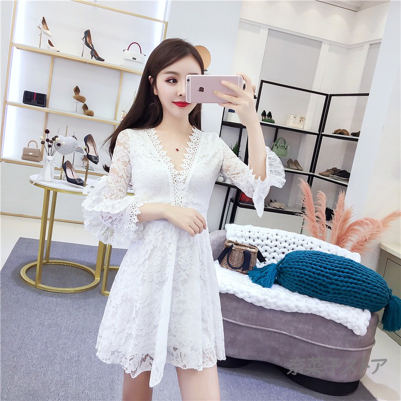 ZAFUL Vネック レース ミニワンピース【送料込み】 t09ks5-7018.jpg