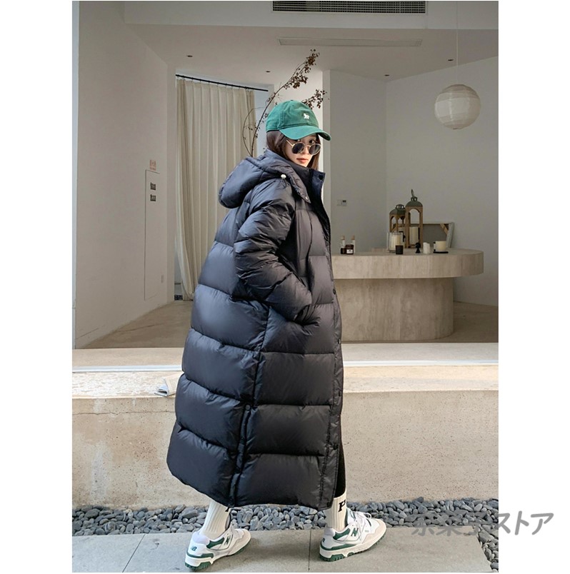 ダウンコート ベージュ＊ブラック あったか フッド 冬コート Amazon | [qkeusf] ロングダウンコート レディース 冬 可愛い