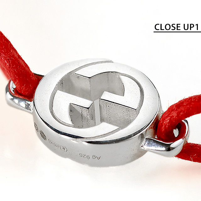 グッチ ブレスレット 数珠 ブラック×レッド シルバー 925 GUCCI（グッチ） ブレスレット メンズ レディース インターロッキング
