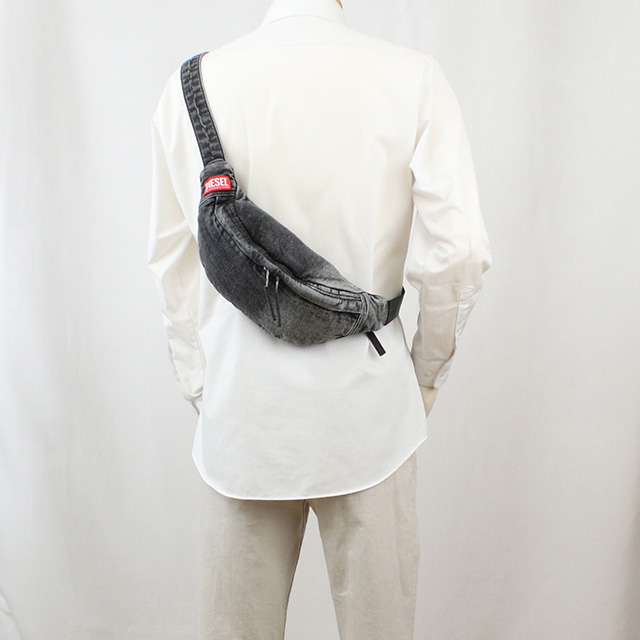 【新品】DIESEL メンズ　ボディバッグ　グレー×ブラック DIESEL（ディーゼル） ボディバッグ ユニセックス ブランド DIESEL
