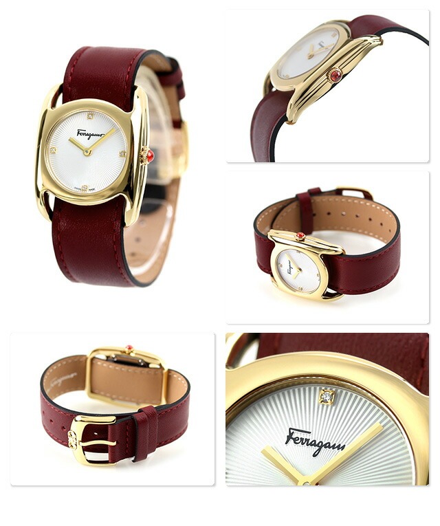 Salvatore Ferragamo アナログ時計 ブラウンレザー FERRAGAMO フェラガモ 腕時計 ライトブラウン レディース