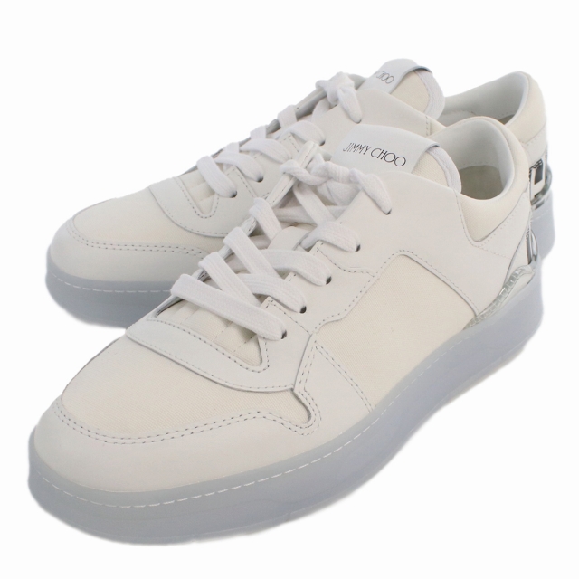 ジミーチュウ/JIMMY CHOO シューズ メンズ カーフレザー×キャンバス スニーカー WHITE 2024年春夏新作 FLORENTM-ZUL-0022 _0410ff ジミーチュウ ブランド スニーカー メンズ JIMMY CHOO カーフレザー