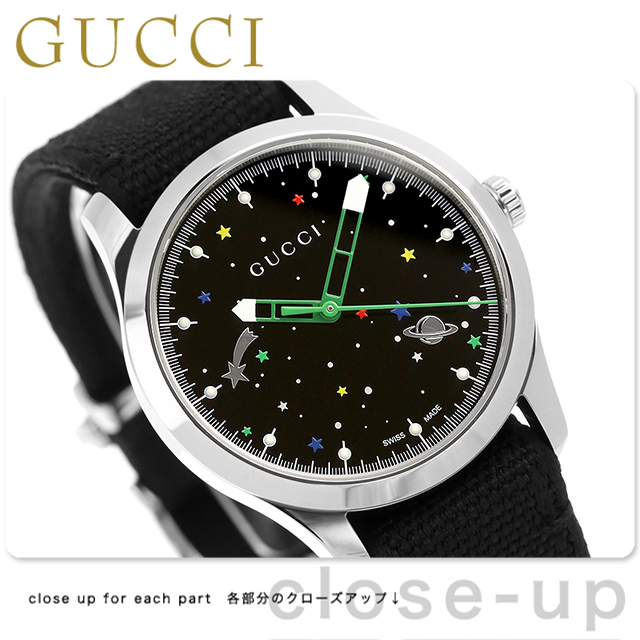 3/28はさらに+18倍 グッチ Gタイムレス クオーツ 腕時計 ブランド メンズ レディース 宇宙 星 GUCCI YA1264178 アナログ  ブラック 黒 スイス製