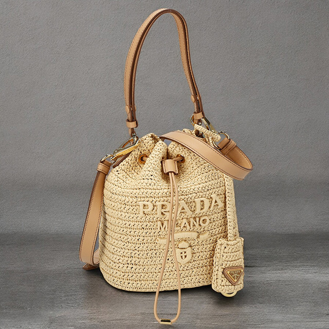 PRADA バケットバッグ ナチュラルベージュ レディース 1BE068 PRADA プラダ バケットバッグ/ショルダーバッグ/ハンドバッグ