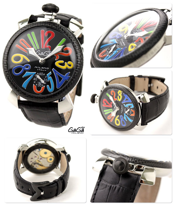 ガガミラノ 腕時計 手巻き 48MM 5015 レザー マヌアーレ CARBONIO :5015:腕時計のななぷれ - 通販 - Yahoo