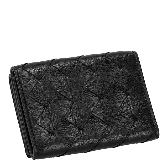 ボッテガ・ヴェネタ 三つ折り財布 レディース ブランド BOTTEGA VENETA 609285-V3UH1 8803 ブラック ウォレット 高級 おしゃれ プレゼント 実用的 BOTTEGA VENETA（ボッテガ・ヴェネタ） 三つ折り財布 レディース