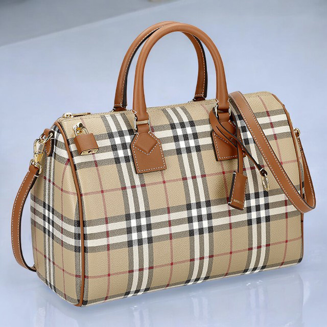 Burberrys 円筒形ハンドバッグ ベージュ/ブラック バーバリー ハンドバッグ レディース MINI BOWLING BAG ミニ