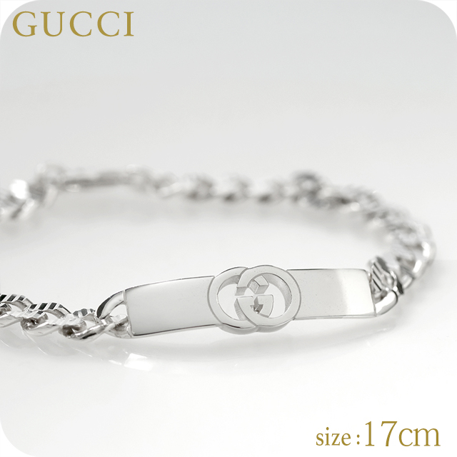 グッチ　インターロッキング　ブラック　ガンメタ　喜平　ブレスレット　925 17 GUCCI（グッチ） ブレスレット メンズ レディース インターロッキング