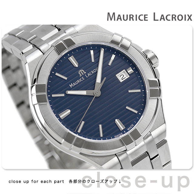 モーリスラクロア アイコン デイト 40.5mm クオーツ 腕時計 メンズ MAURICE LACROIX AI1008-SS002-431-1  アナログ ネイビー スイス製