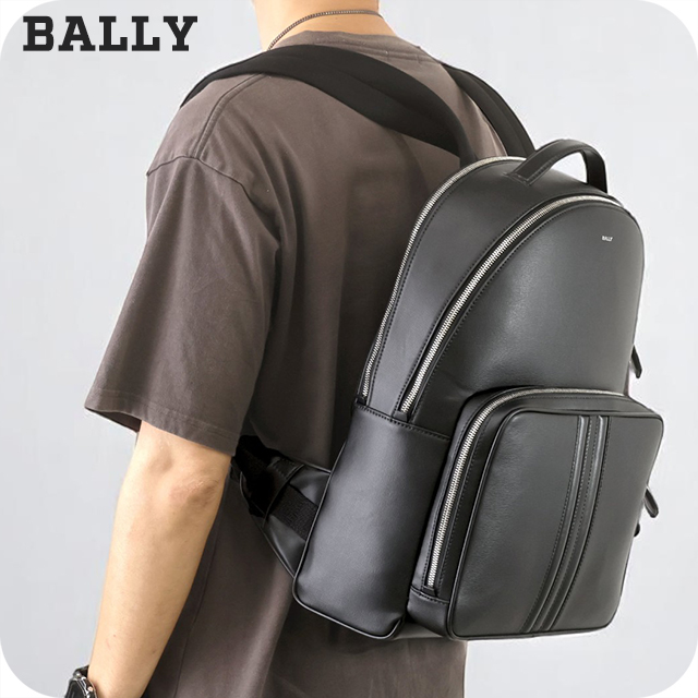 【美品】BALLY バリー リュック レザー 赤ステッチ ドロースリング 黒 美品】BALLY バリー リュック レザー 赤ステッチ ドロースリング