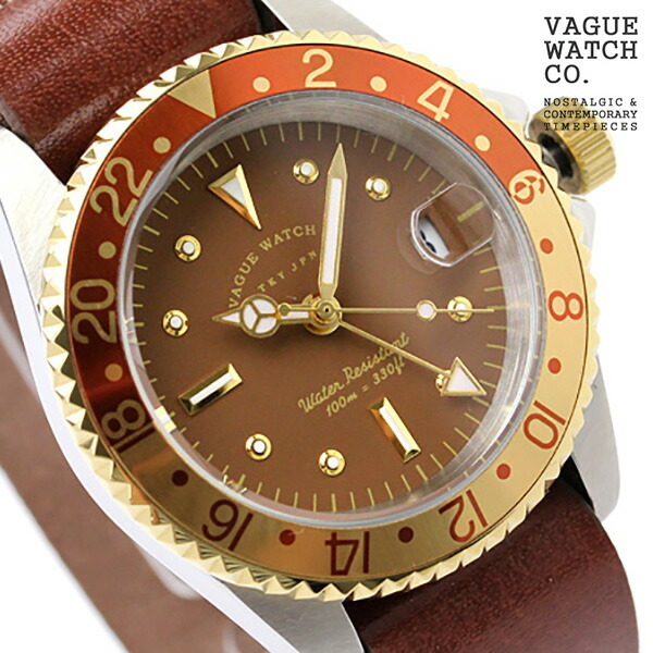 ヴァーグウォッチ 腕時計 メンズ GMT ブラウン ジーエムティー VAGUE 