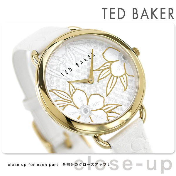 こちら テッドベーカー BKPHTS004 TED BAKER ホワイト 革ベルト 腕時計